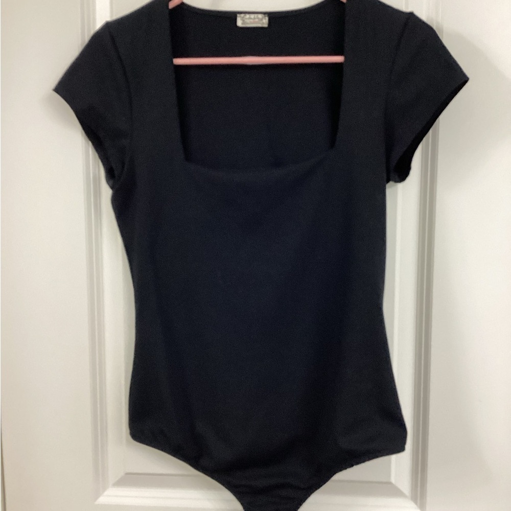 Free People Black Fitted Bodysuit Top